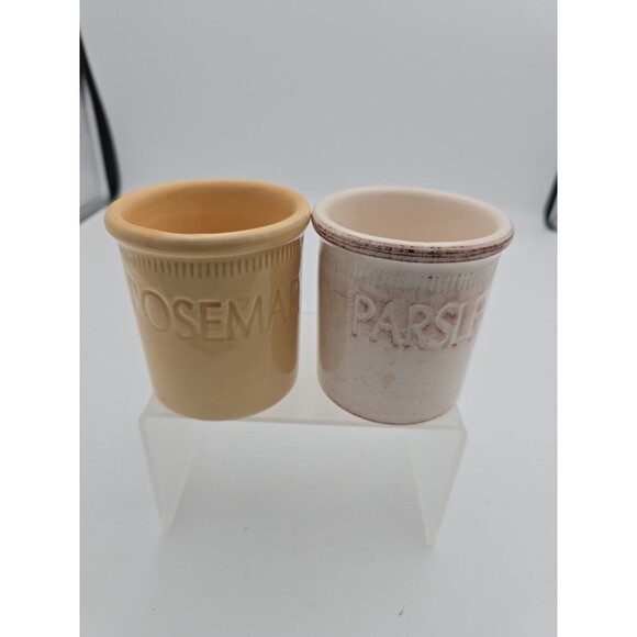Unmarked Other - Vintage ALFA Italy Ceramic Herb Pots Rosemary & Parsley Planters Kitchen Caniste